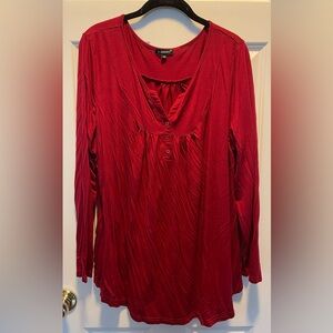 Women’s a.Jesdani Long Sleeve Red Tunic Top, 2X